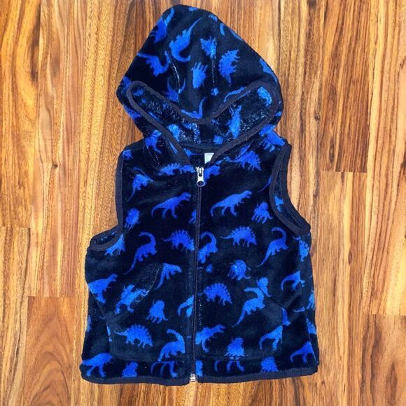 6 for $25 🎃 Little Rebels Blue Dinosaur Fleece Vest Baby Size 18M - Picture 1 of 5